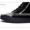 OLZB18 directly supplied by factory flat leather bottom lace up black ankle high casual flat boots