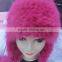 Hot Sale Red Knitted Mink Fur Beanie Hat / Fur Hat Pom Poms