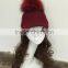 Women wool felt Knight Cap hat with Pompom on top/winter wool hat