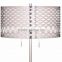 1024-29 a laser cut metal shade softened by an inner linen shade Cutout Brushed Steel Floor Lamp