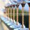 blue colored wine glass, purple colored wine glass, pink colored wine glass