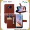 Factory Wholesale Brown PU + PC Litchi Wallet Card Holster Flip Cover Stand Case For Samsung Galaxy S6