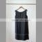 Lady beaded double color joint sleeveless silk layered dress