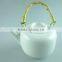 White cheap price ceramic teapot with plastic handle in stock