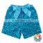Wholesale boutique kids girl clothes orange sequin cotton ribbon bow sequin shorts baby summer shorts