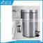 Wholesale silver eco-friendly cylinder lowes stainless steel trash can with the foot pedal