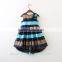Kids clothing colorful girl party dress shiny satin appliqued printing dress
