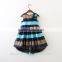 Kids Clothing Colorful Girl Party Dress Shiny Satin Appliqued Printing Dress