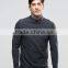 Custom Long Sleeve Button Placket Split Hem Dark Grey Contrast Men's 100% Cotton Jersey Pre Shrink Slim Fit Casual Polo Shirt