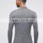 2016 New Design OEM Custom Long Sleeve Button Placket Men's 100% Cotton Knit 200g Casual Tight Skinny Slim Fit Grey Polo Shirt