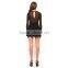 OEM fashion woman long sleeve black sexy open breast dress