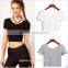 Ladies Basic Plain Short Sleeve Black Custom Crop Top