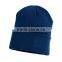 Navy stitching knitted custom acrylic beanie with logo embroidery