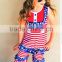 4th of July Stylish Hot Sale Girl Short Sleeve Dress Top Star Pant Children's Boutique Clothing Sets