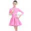 New Children Latin Dancewear Costumes Matt Pure Color Smooth Material Performance Dress Rumba Latin Clothing For Girls