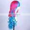 NEW Long Pink Blue Mix Cosplay Curly Wig for women