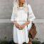 Tunic Cover-ups 2019 White Cotton Tunic Beach Mini Dress Summer Women Beachwear Sexy V-Neck Button Front Swimsuit Cover Up