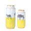 European Simple Style Zebra Painting Cylinder Yellow Ceramic Storage Vases Flower Decoration With Round Lid For Living Room