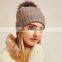 Inner Mongolian 100% Cashmere Hat Women Beanie with Fur Ball Pom