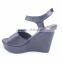 Latest ladies slippers shoes and china wholesale high wedge barefoot ankle sandals