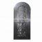 apartment decorative metal frame special flower scrolls design security back and front wrought iron single swing door for home