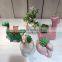Custom mini vase home decorative desktop cute cartoon ceramics potted artificial plant in vase plastic plant
