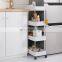 Slide Out Storage Cart Bathroom Trolley Kitchen Rolling Metal Utility Slim Cart With Wheel