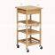 Wholesale custom 4 layer bamboo wooden kitchen trolley