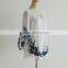 hot selling blue ethnic embroider white new models blouses loose