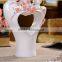 2016 Hot sale hollow out centerpiece porcelain flower vase white ceramic vase for home decoration