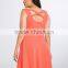 Textured Cross Back Coral Skater Dress 3XL Plus Size Dress