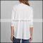 Women latest fashion blouse design chiffion draped wrap blouse 2015