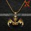 Stainless Steel Gold Plated Skull Death & S Head BAT Wing Men's Pendant