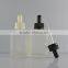 Free samples Glass material 30ml clear rectangle bottle frosted with dropper and childproof cap for cosmetic oil packaging
