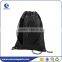 Recycled black polyester backpacks bag with strong drawstring