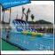 giant inflatable wave slide with metal frame pool / Inflatable water island