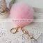 8CM Rabbit Fur Ball Keychain with Angel Gold Plated Metal Angel Key chain