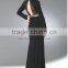 Gorgeous beaded shinning belt V-neck spandex cotton kaftans evening dress for long sleeve