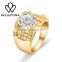 2016 Rellecona elegant white cubic zirconia ring wide design in yellow gold plated