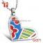 Fashion jewelry 316L stainless steel enamel heart pendent necklace