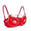 Gold Stud Rivet Spike /Wings Red Steampunk Bralette Top Sexy Club Bra Push Up Exotic Bras For Women Underwear Dancewear Lingerie