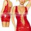 2015 High Quality Red Sexy Leather Backless Beautiful Short Evening Dress