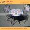 Outdoor flod furniture ceramic mosaic garden coffee table set designs