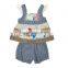 Wholesale new design floral stripe 2 piece outfit Baby girls photo without cloth of baby clothes set