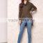 MGOO Handmade Sweaters For Girl Brown Asymmetric High Neck Overlay Tops Long Sleeves Fashion Winter Tops