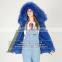 Myfur Luxury High Quality Faux Fur Lining Raccoon Fur Hooded Mini Parka Jackets