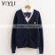 Custom Hot Sale men dark blue thick high school uniform cardigan sweater