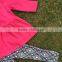 New arrival hot pink top aztec pants with scarf 3 pieces set girls Children set baby kids wear baby suit boutique set