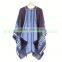 Latest design ladies scarf/shawl pashmina natural rex rabbit fur poncho with big fox collar trim