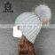 Hot sales high quality women winter hat winter real raccoon fur pom pom hat knitted beanie cap for wholesale